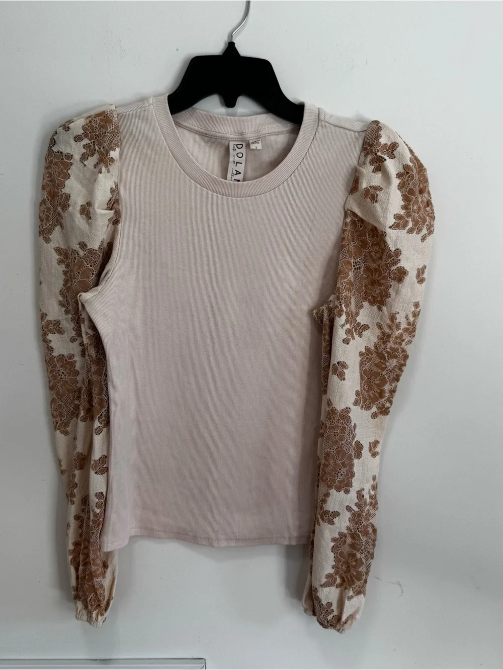Anthropologie DOLAN Puff-Sleeve Top Cream floral small